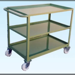 carrello a tre ripiani in lamiera con bordo