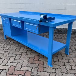 work-bench with drawers, locker and vice