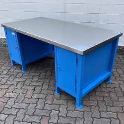 work-bench with stainless steel platform and lockers